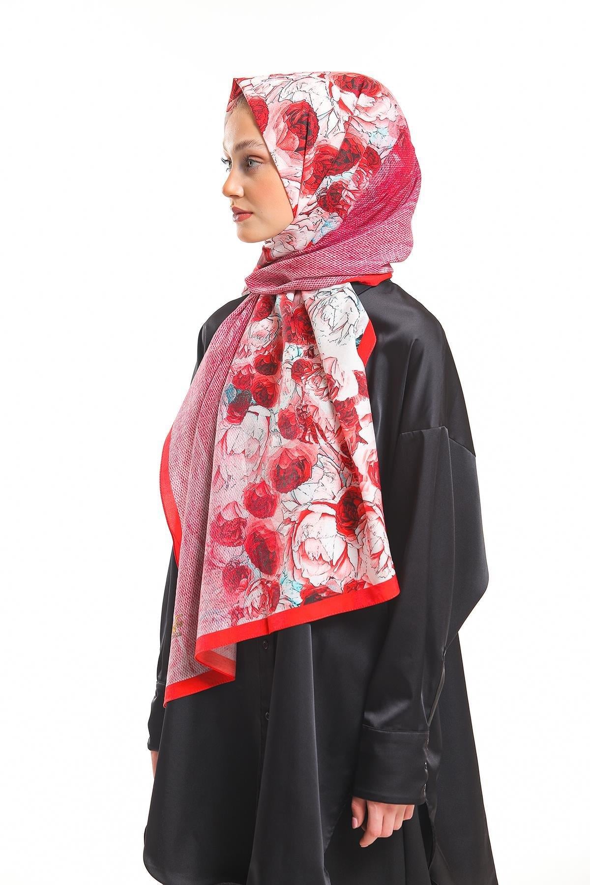 Çiçekli Desen Elegante Seri Viscon Şal Askısı İle Birlikte 75x200 cm