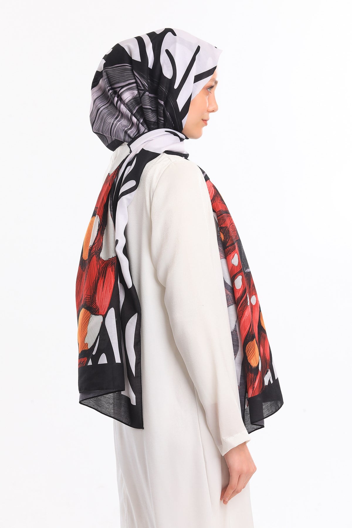 PAVIA ŞALKelebek Desen Pavia Seri Şal Eşarp Askısı ile Birlikte 75X200 cm