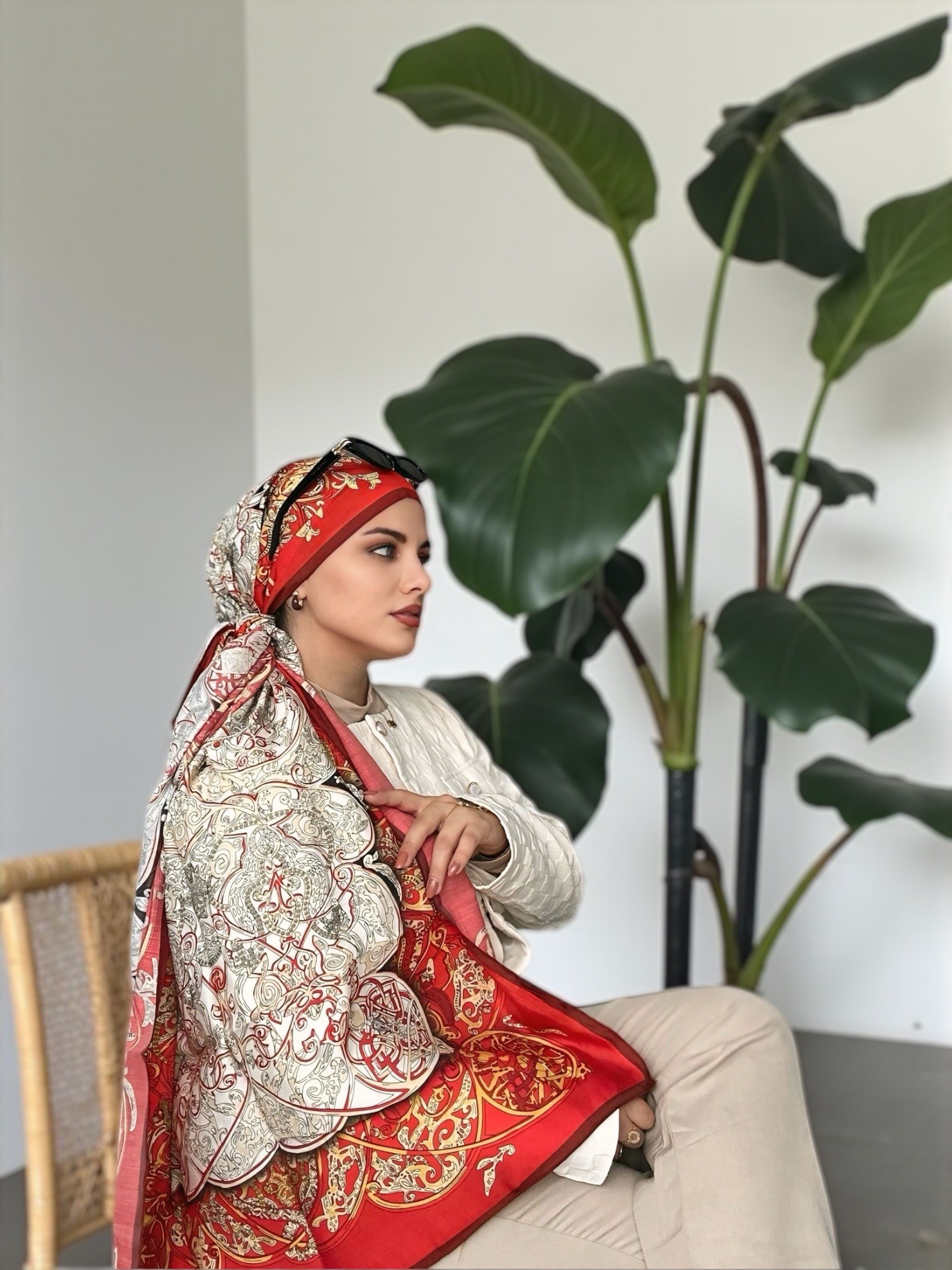 ShawlDesenli Modal Seri Şal Askısı İle Birlikte 75x200 cm