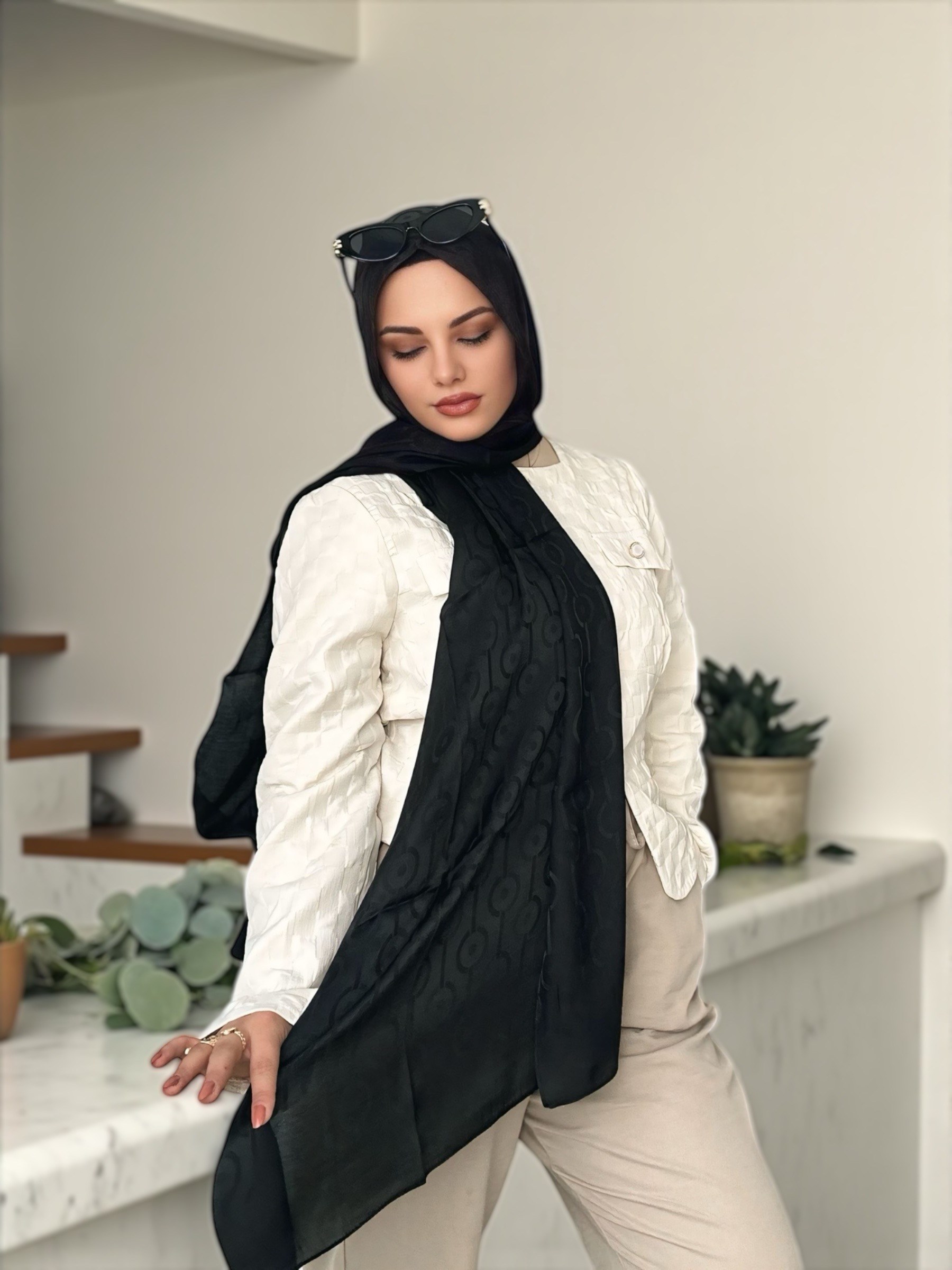 ŞALItalian Jakar Seri Şal Askısı ile Birlikte 75x200 cm