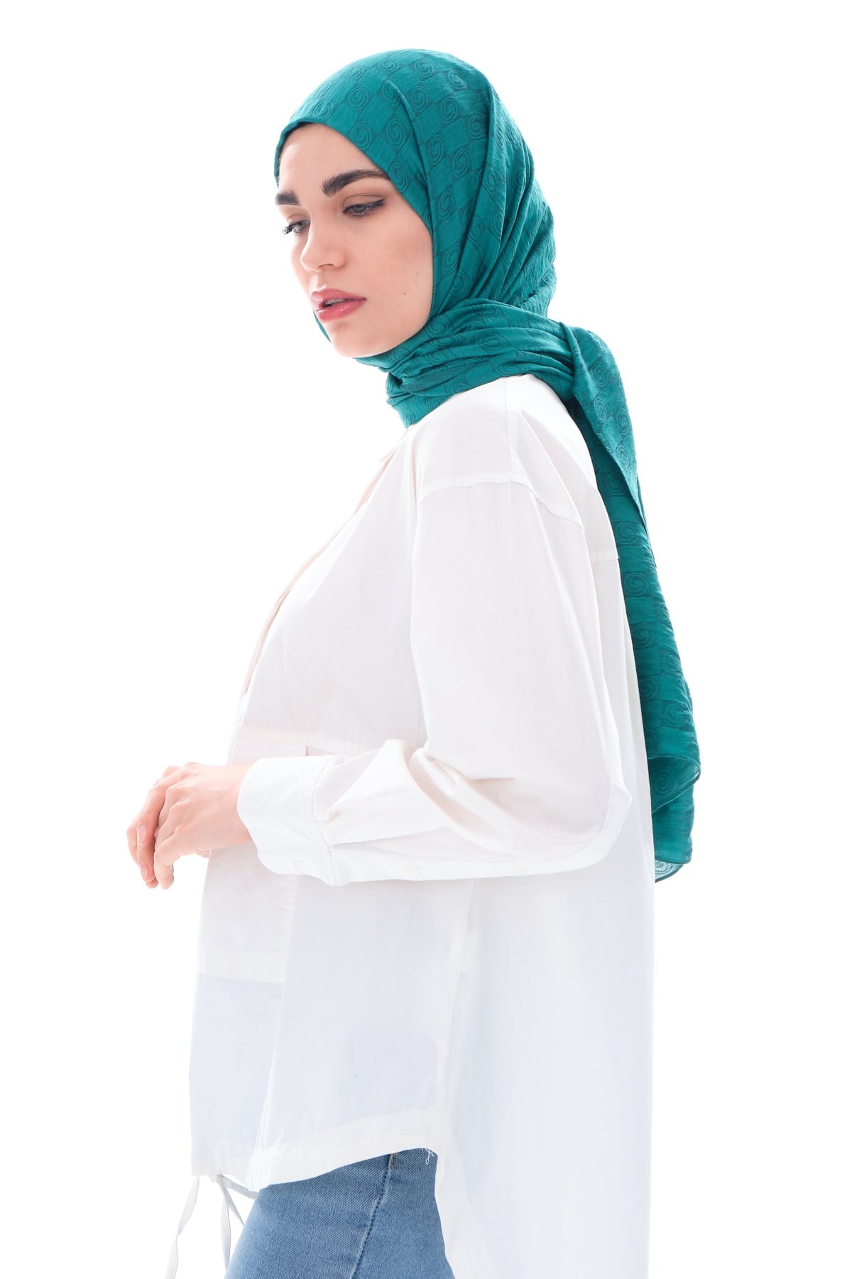 JAKARLI MODAL ŞALHelezon Desen Jakar Elegante Seri Viscon Şal Askısı ile Birlikte 75x200