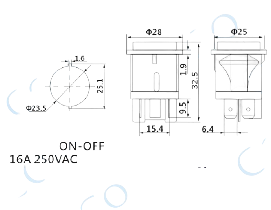 IC-180G Anahtar Basmalı 4P Kalıcı Yuvarlak 25mm PS18-16N-2