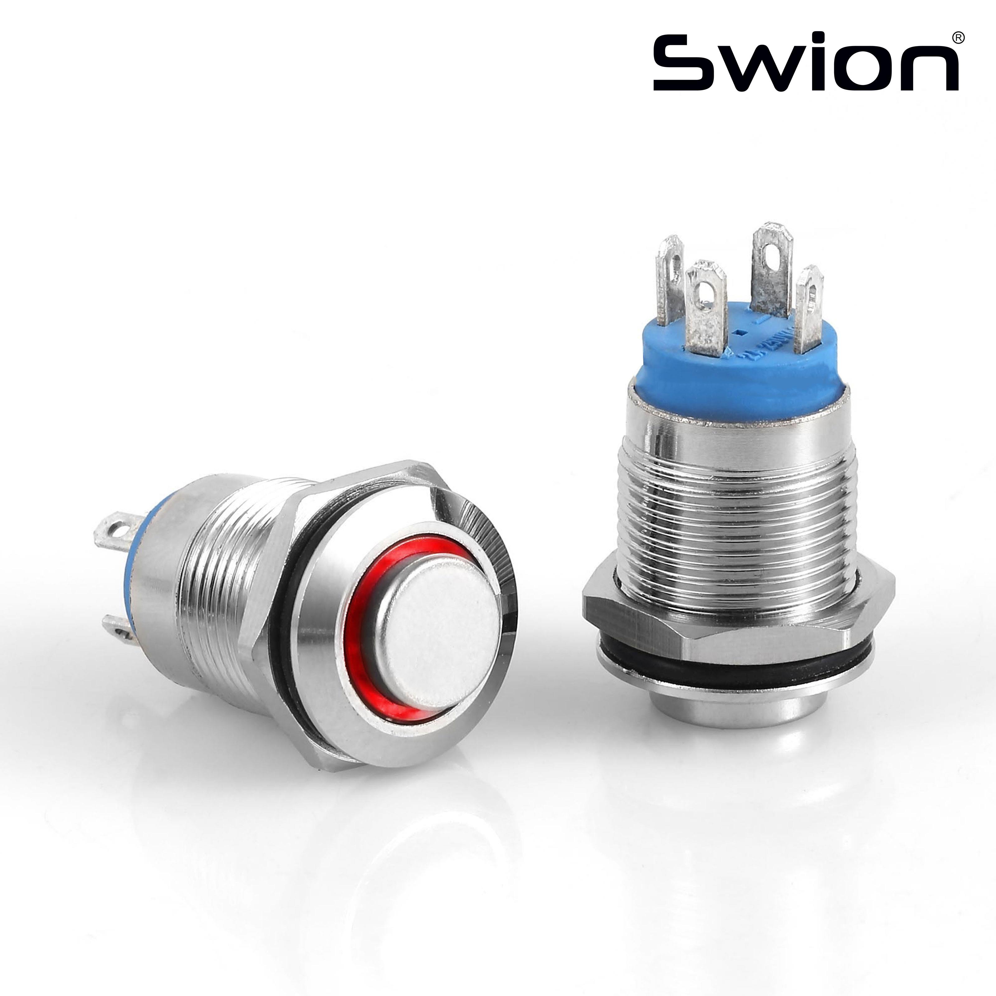 D12A-R | 12MM METAL KALICILI BUTON 12-24V KIRMIZI LED
