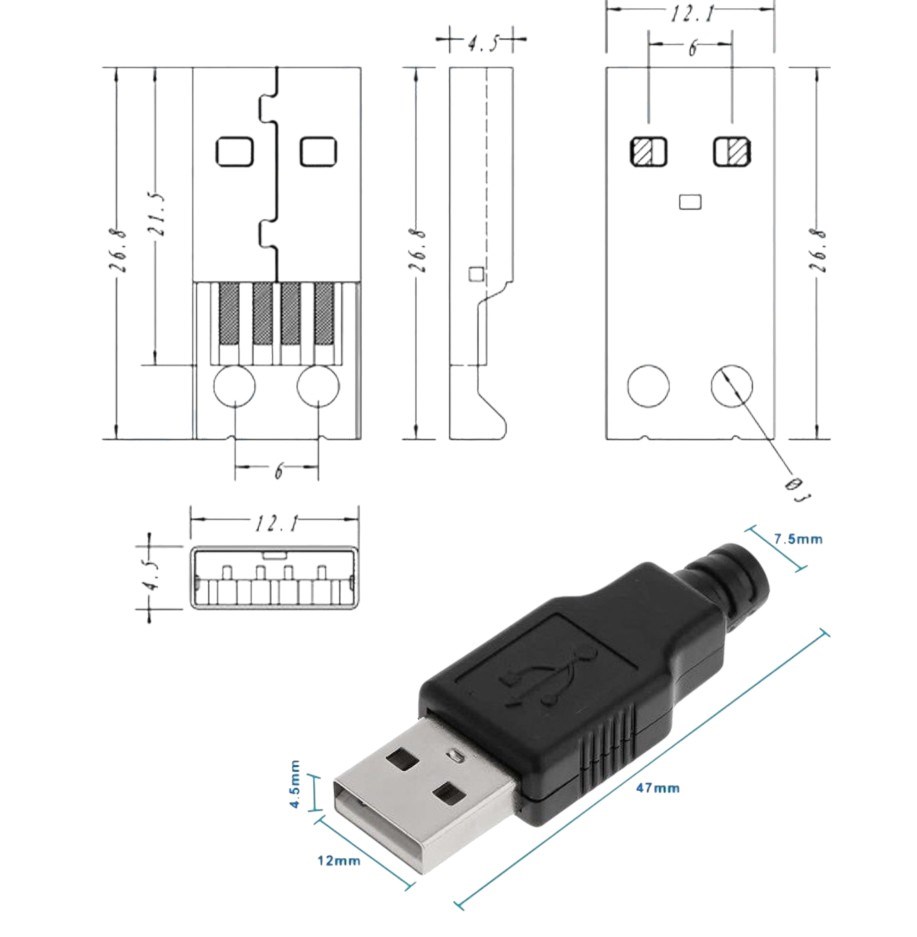 IC-264A USB Seyyar Erkek Kapaklı