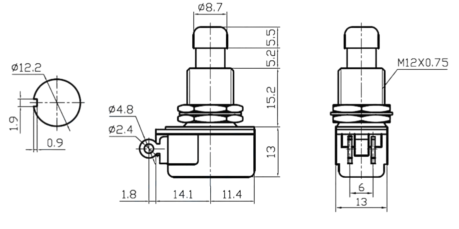 IC-148J Pedal Switch Yaylı Ø12mm  PBS-24B-4SW