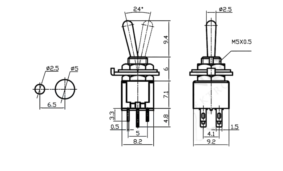 IC-138 Toggle Switch ON-OFF Ø5mm SMTS-202