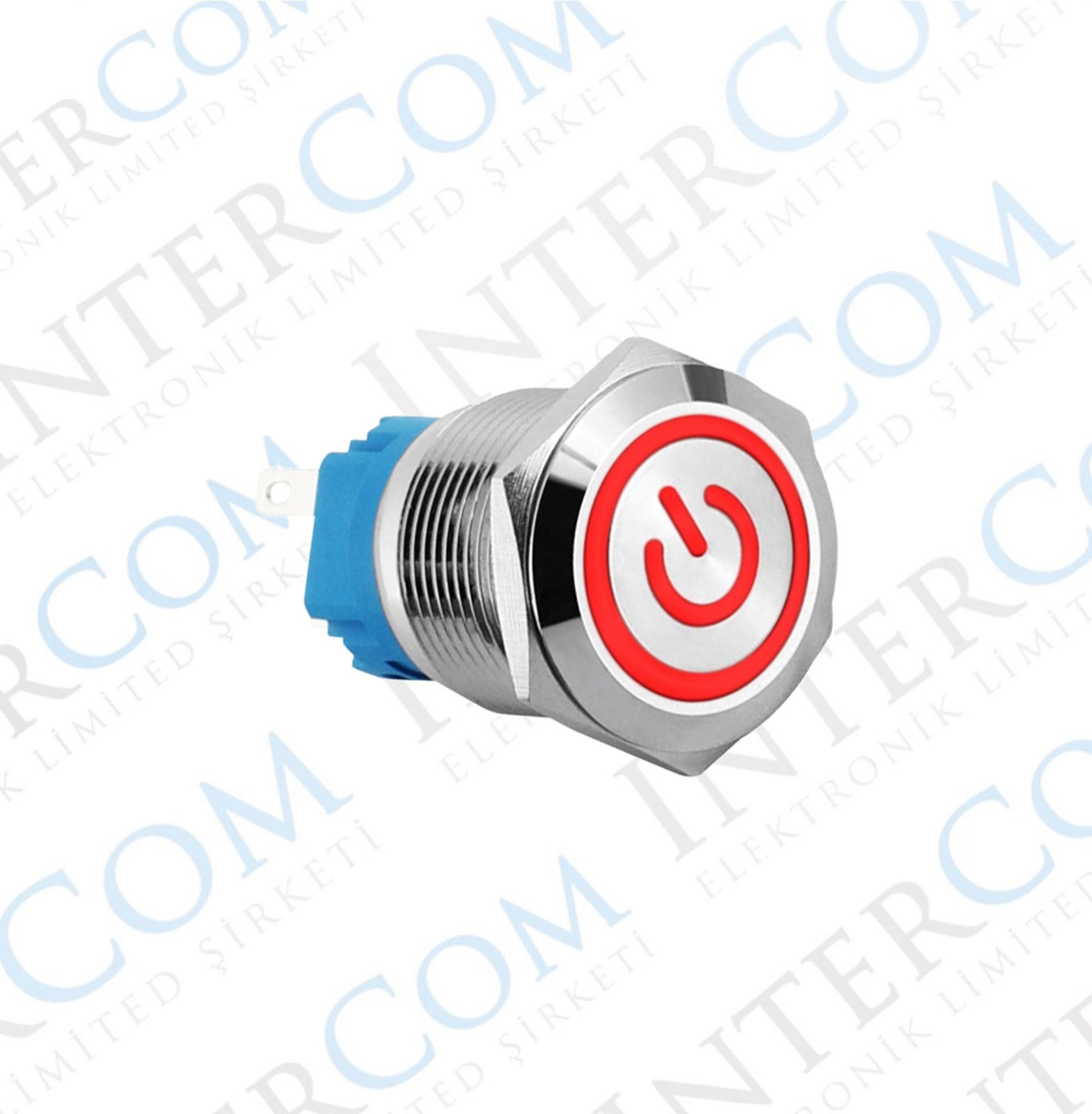 E1T 19MM METAL BUTON KALICILI 12-24V KIRMIZI LED 1NO/1NC
