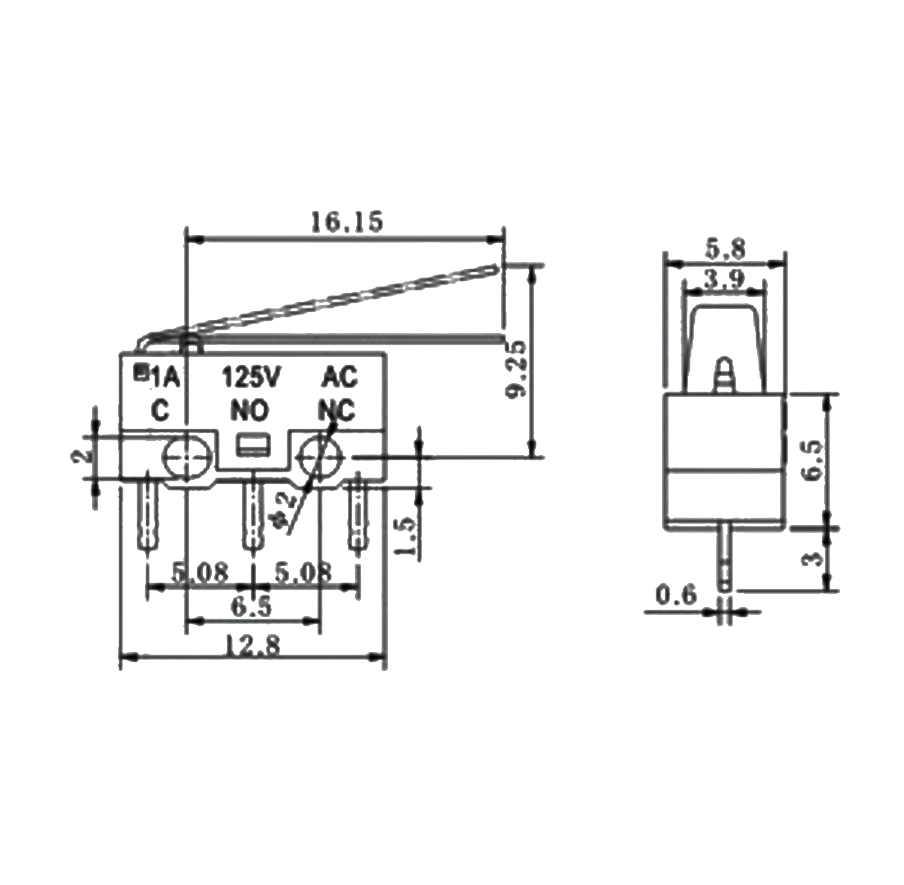 IC-162A Micro Switch Mini Uzun Paletli KW10-Z2P
