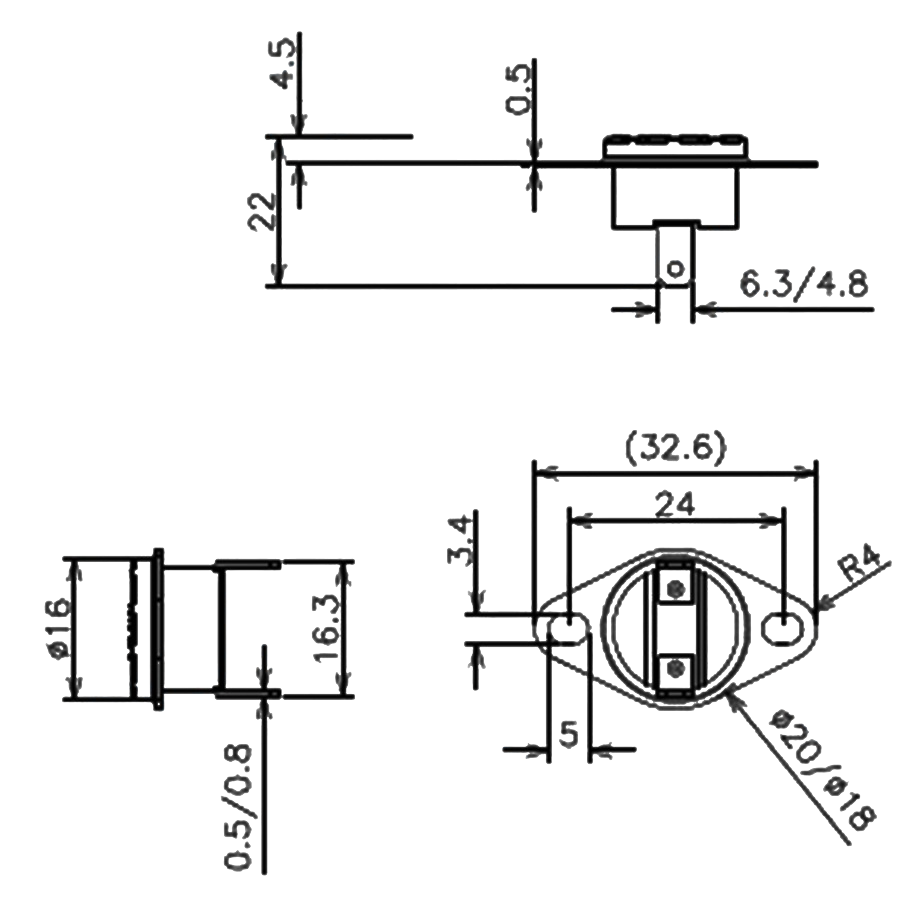 IC-269 Bi Metal Termostat Normalde Kapalı Kontak Seramik