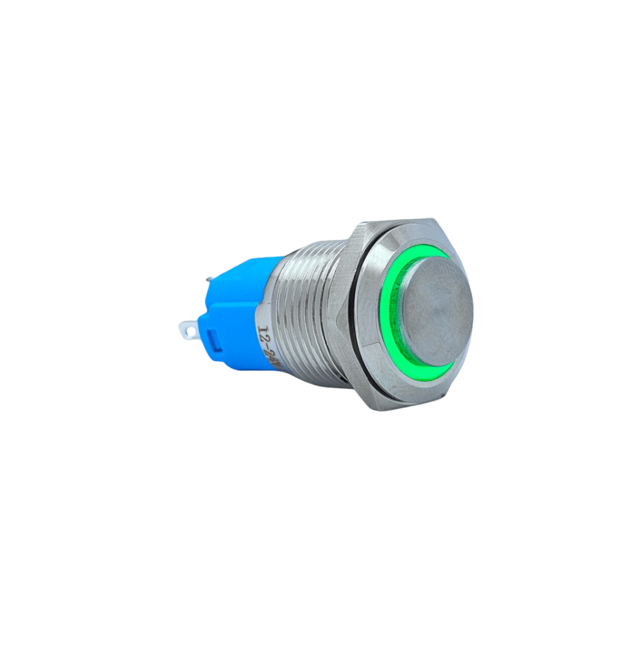 E20 16MM METAL BUTON KALICILI 12-24V YEŞİL LED 1NO/1NC