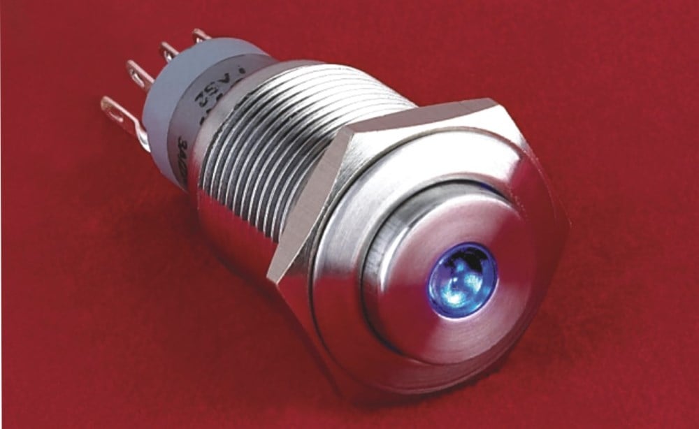 16mm Metal NOKTA LED'li Kalıcı Buton IP67 LAS2-GQH-11ZD