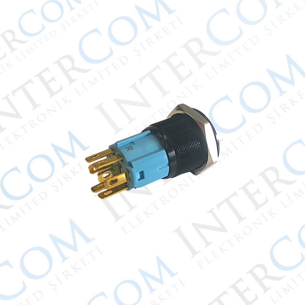 16MM SİYAH KASA 6V RGB LEDLİ KALICILI BUTON