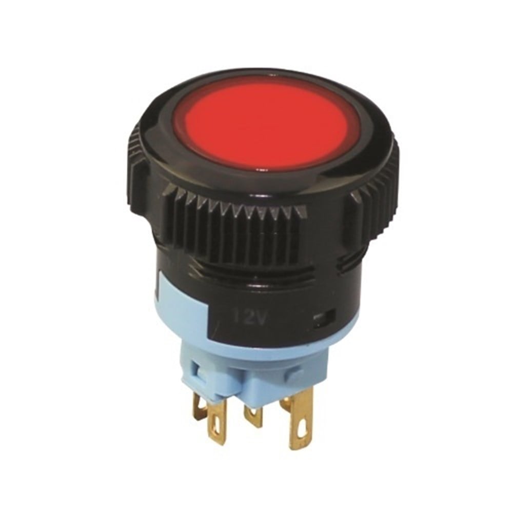 19mm Plastik LEDli Yaylı Buton Renkli kapak