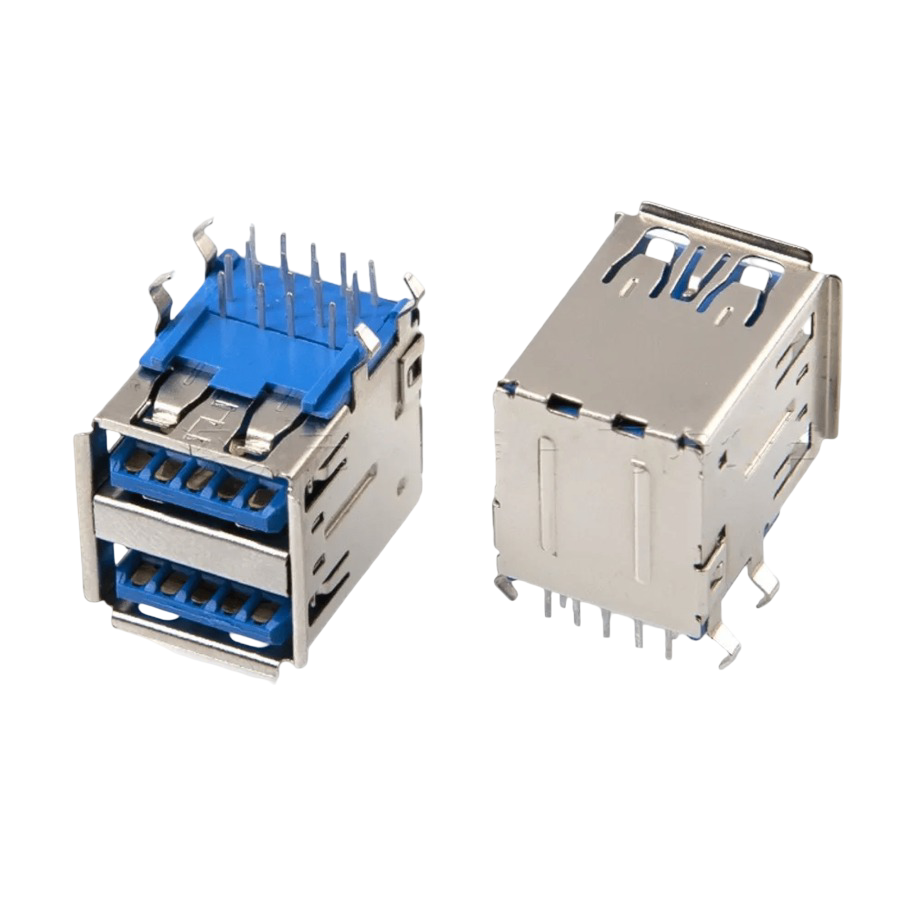 IC-265E USB İkili 3.0 Şase A Tip Dişi 90° Mavi