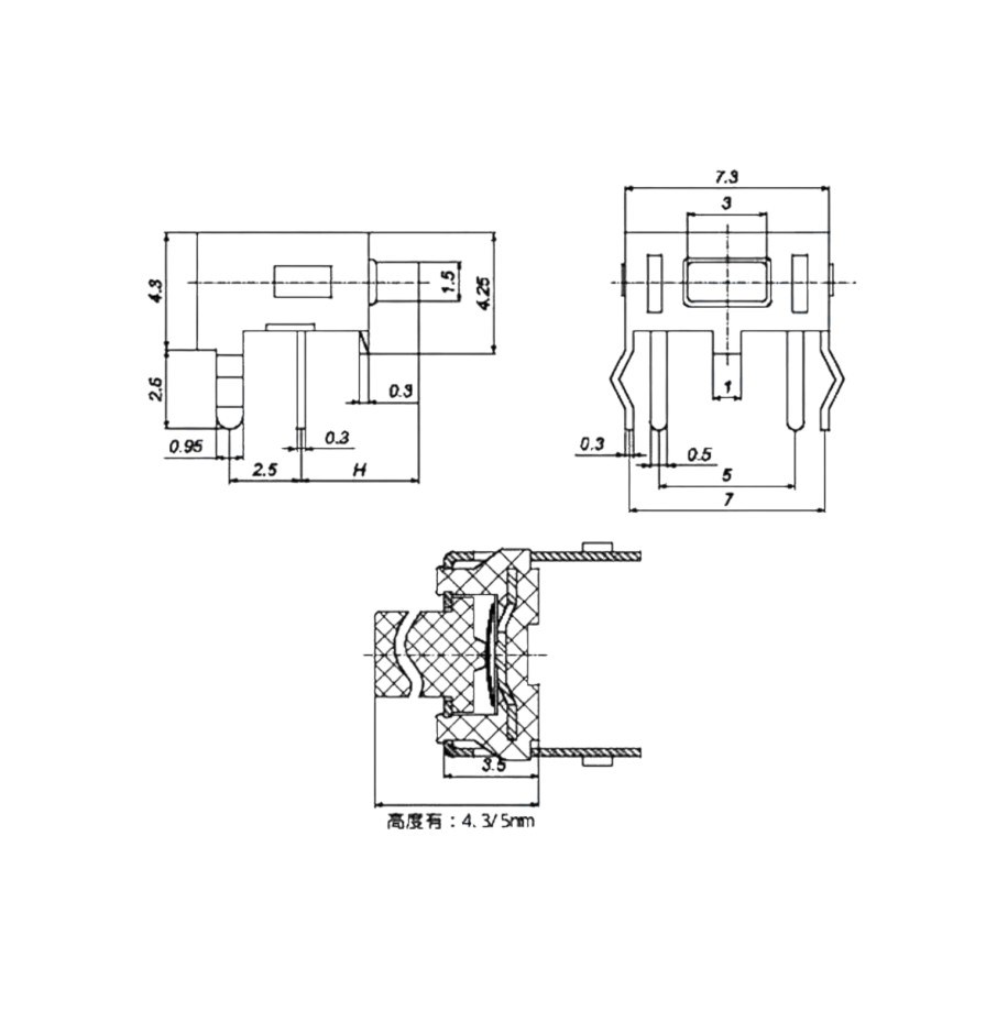 IC-201 Tact Switch 90° Şaseli