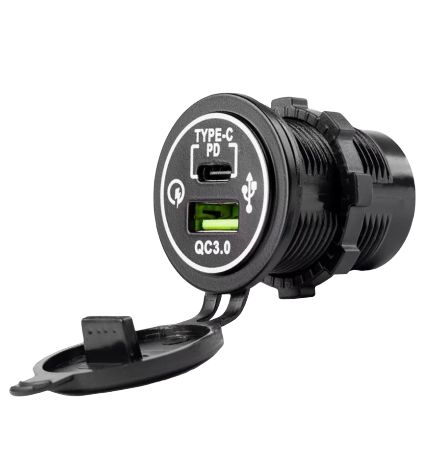 IC-266C-5 Pano Tipi USB 3.0 + Type-C Soket 12-24V - TYPE-C 30W - USB 18W