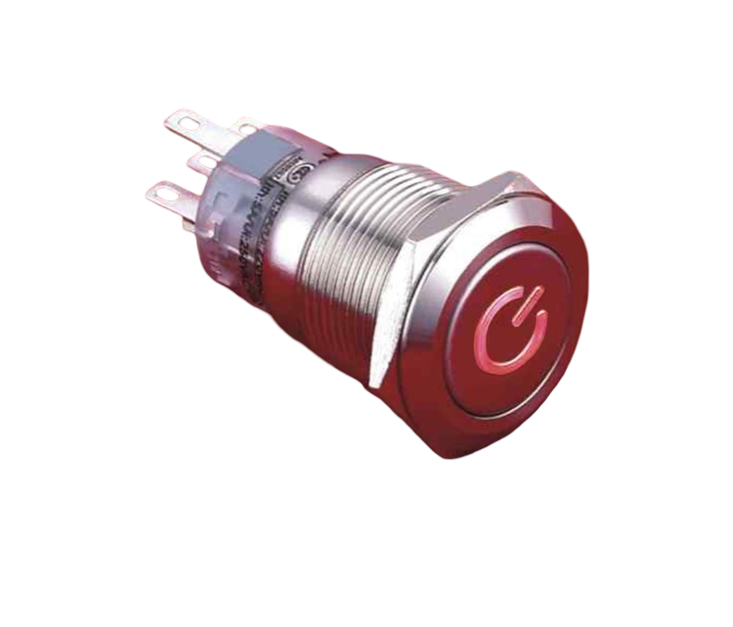 19mm Metal ''POWER'' LED'li Yaylı Buton 