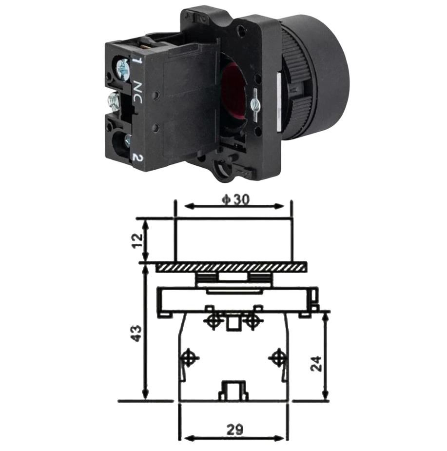 LAY5-EA42 22mm Buton Normalde Kapalı Kontak