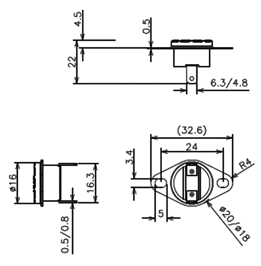 IC-269 Bi Metal Termostat (B) Normalde Açık Kontak Plastik