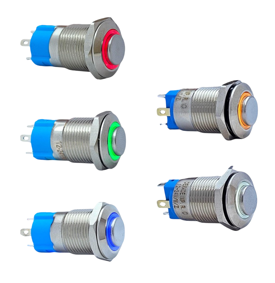 12MM KALICILI LEDLİ METAL BUTON - 1NO - IP67