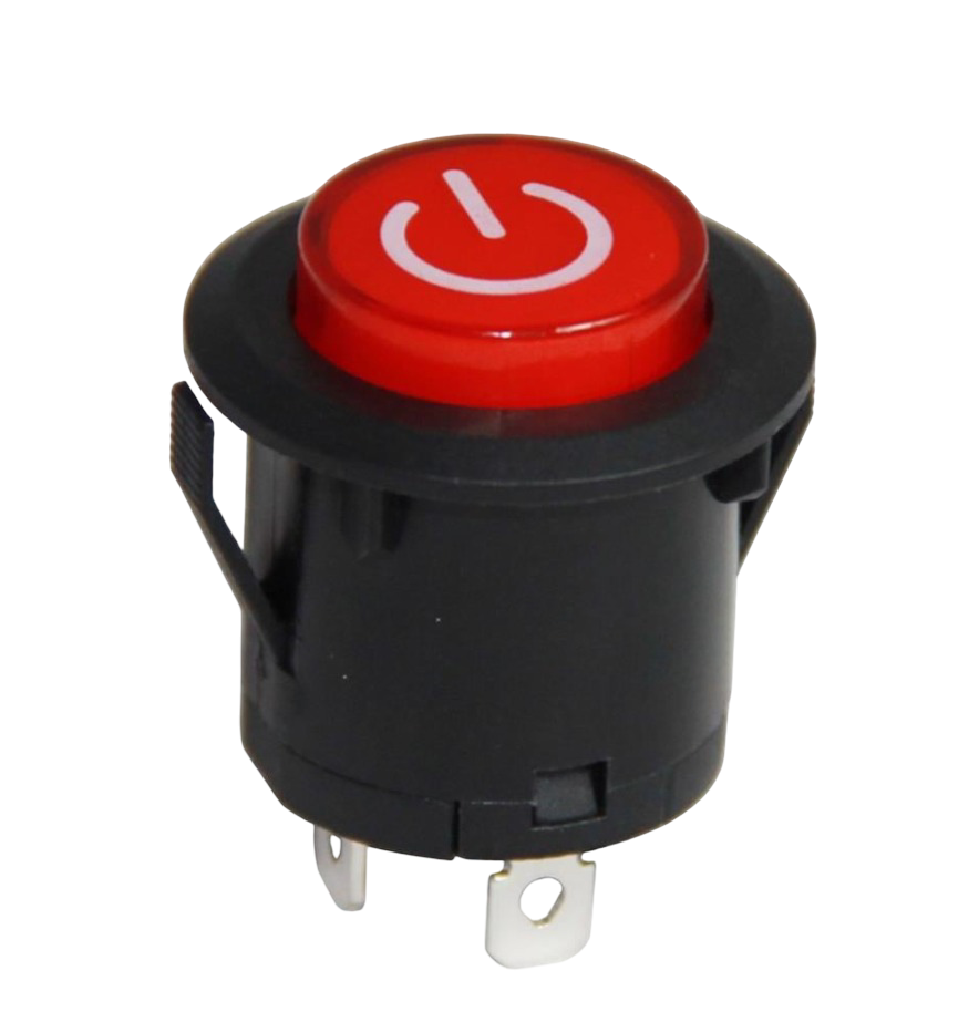 IC-180F 26mm Kalıcı Ledli Rocker Buton Power Simgeli