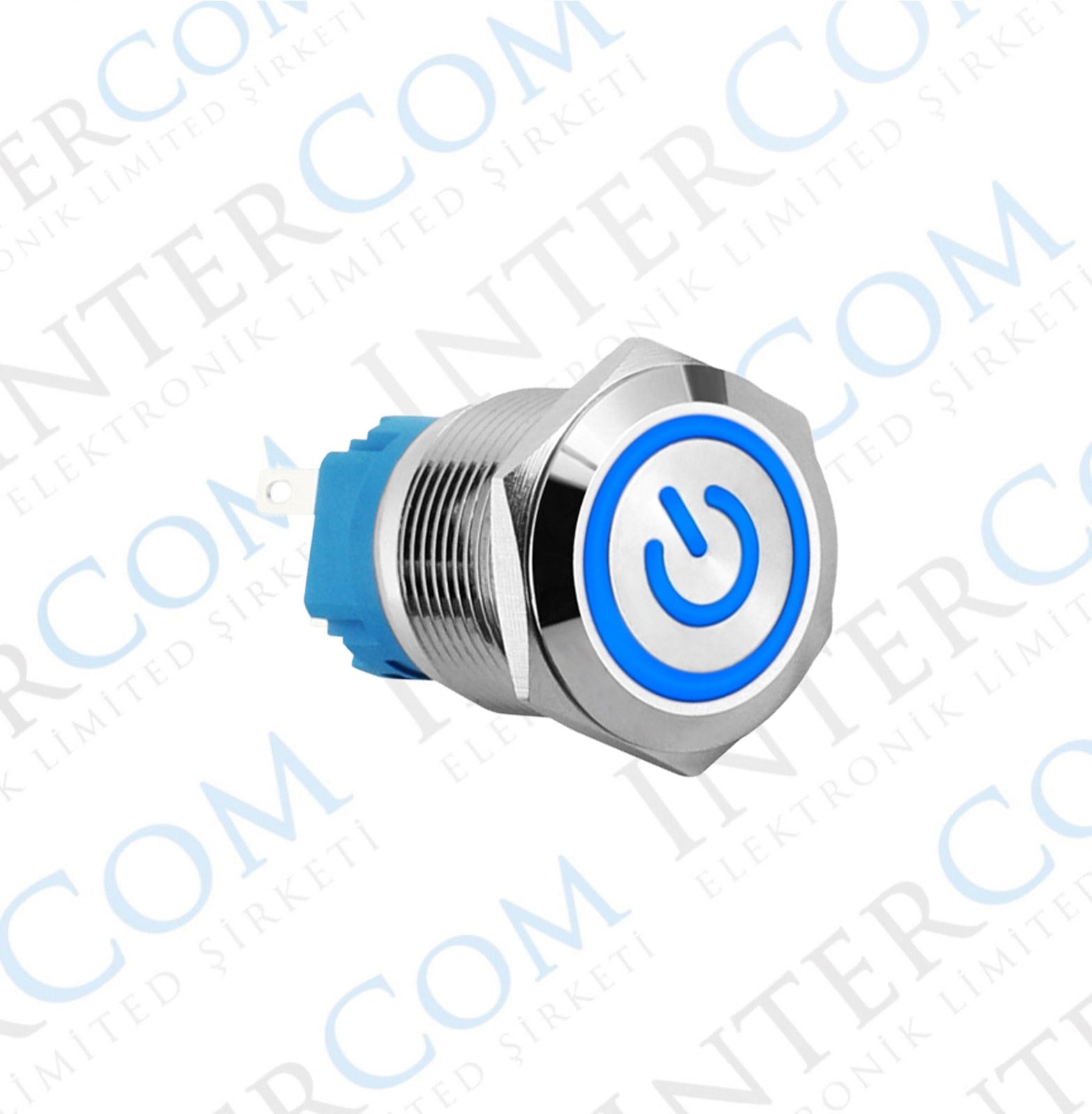 E2T 19MM METAL BUTON KALICILI 12-24V MAVİ LED 1NO/1NC