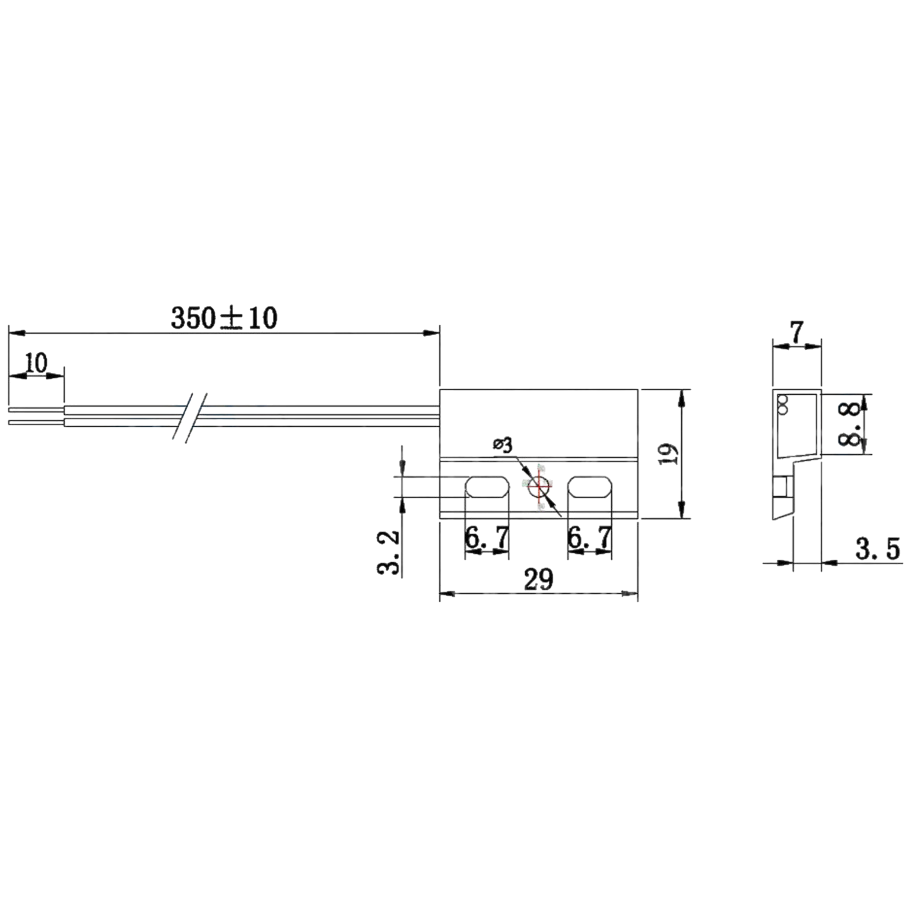 IC-228B-1 KABLOLU REED SENSÖR NORMALDE AÇIK KONTAK 29X19MM