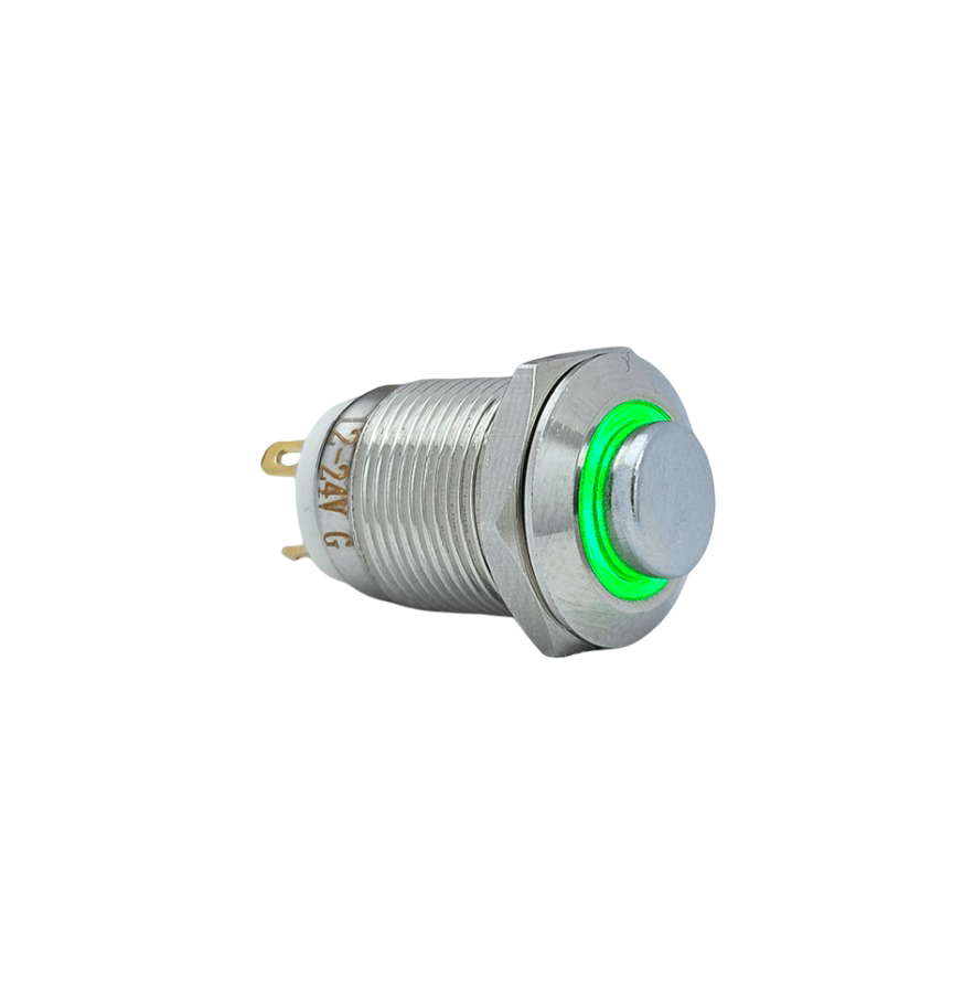 12MM YAYLI LEDLİ METAL BUTON - 1NO - IP67