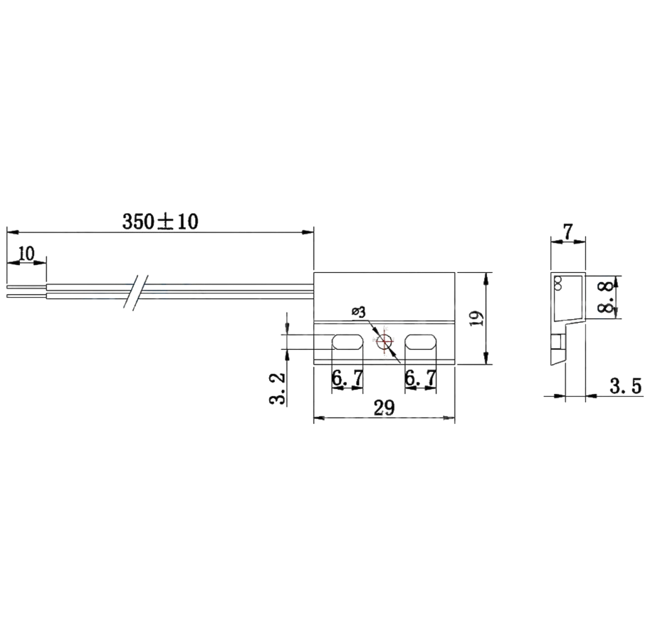 IC-228C-1 KABLOLU REED SENSÖR NORMALDE KAPALI KONTAK 29X19MM