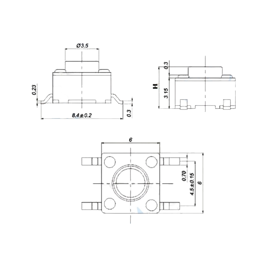 IC-200 Tact Switch 6x6 3,5mm SMD