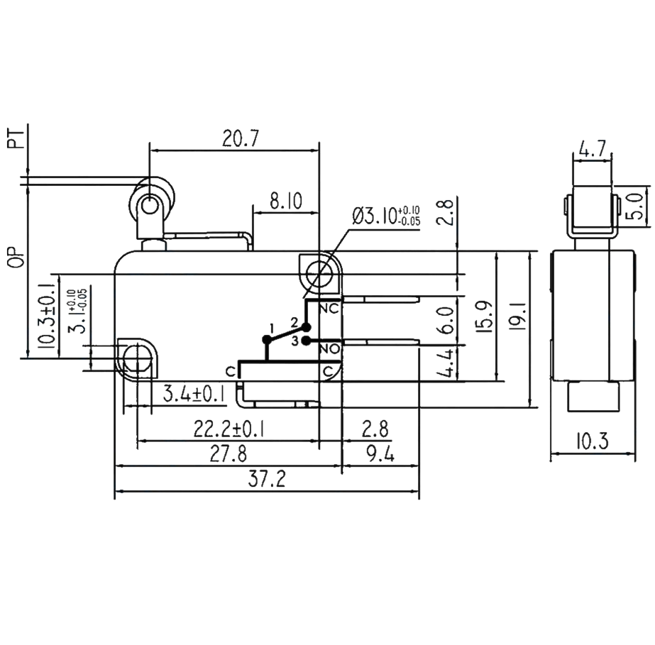 IC-172 Micro Switch Kısa Makaralı 3A