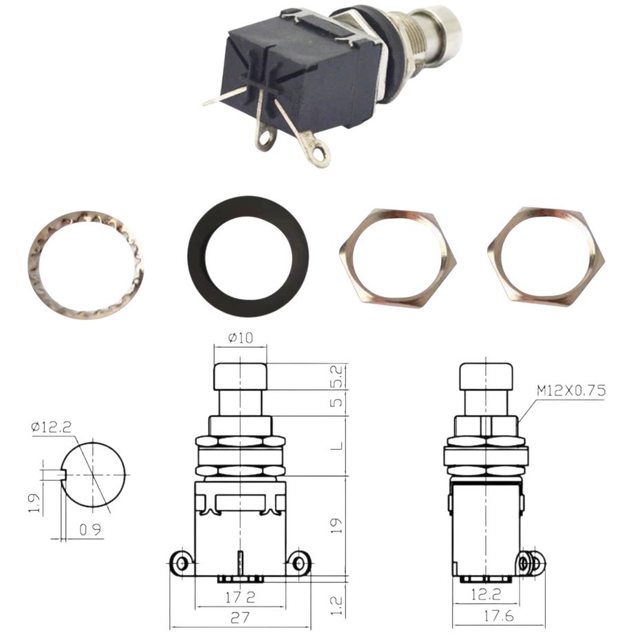 IC-148J-3 Pedal Switch Kalıcılı 3P Ø12mm PBS-24-102