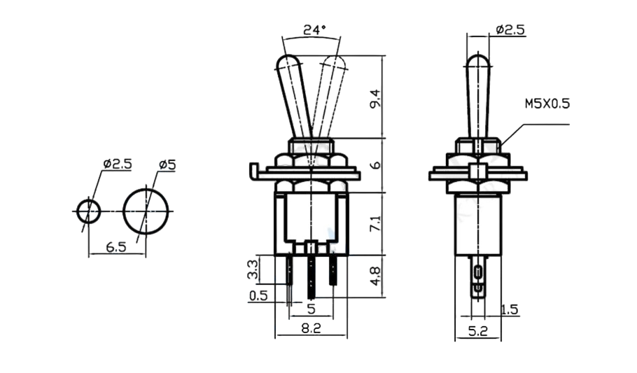 IC-137 Toggle Switch ON-OFF Ø5mm SMTS-102