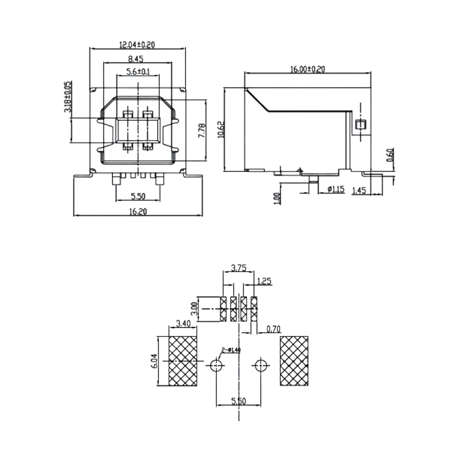 IC-263A USB ŞASE B DİŞİ SMD