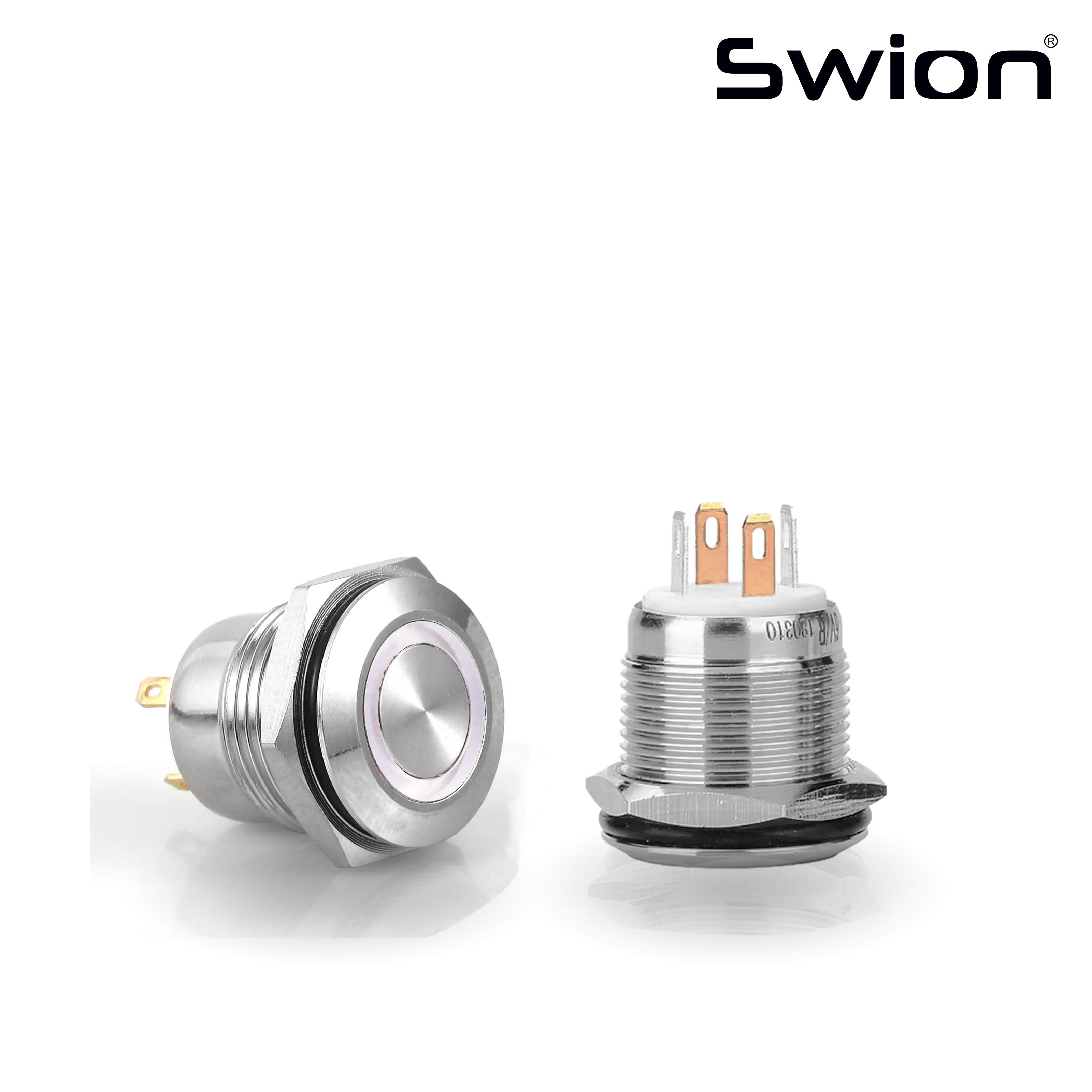 D39 | 16MM METAL YAYLI BUTON 12-24V BEYAZ LED