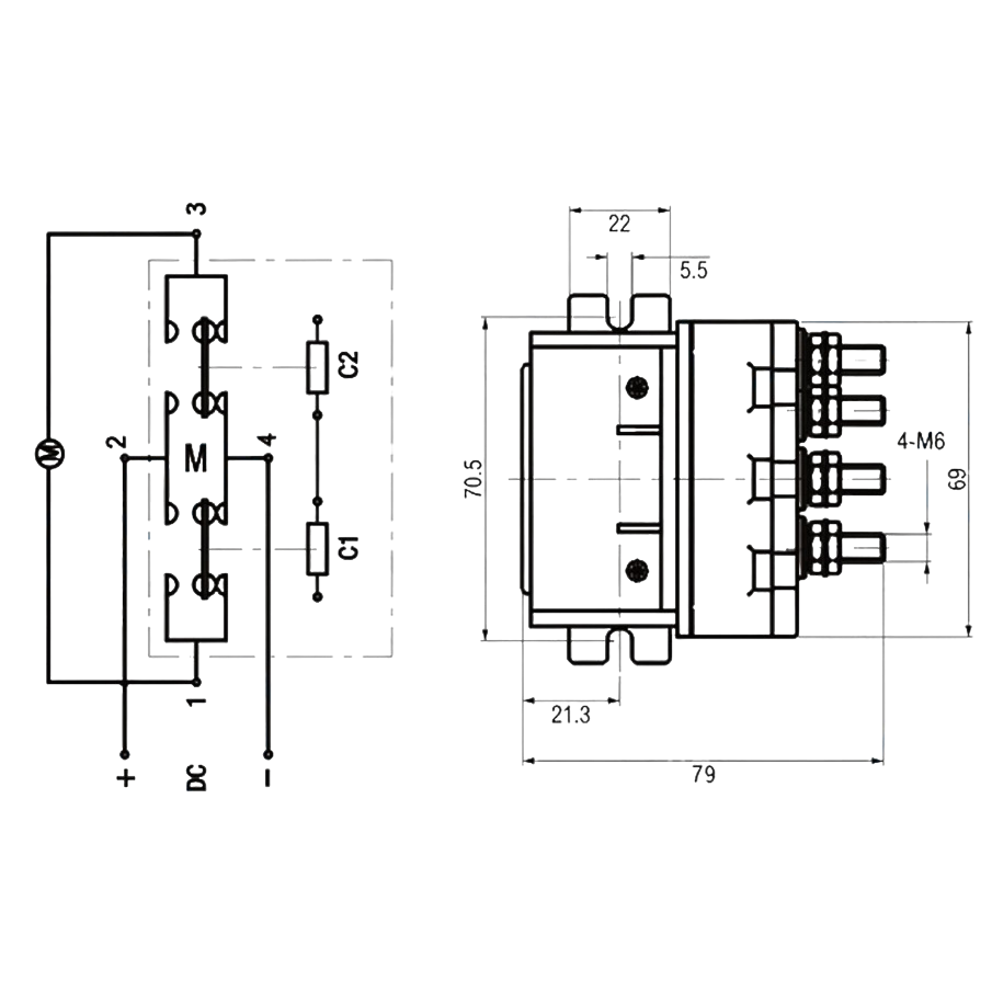 4 Kutuplu M6 Selenoid Röle 12V/24V - 250A