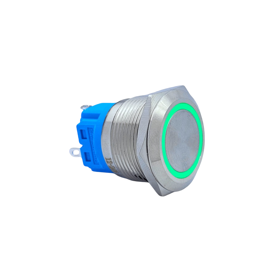 E70 22MM METAL BUTON YAYLI 12-24V YEŞİL LED 1NO/1NC