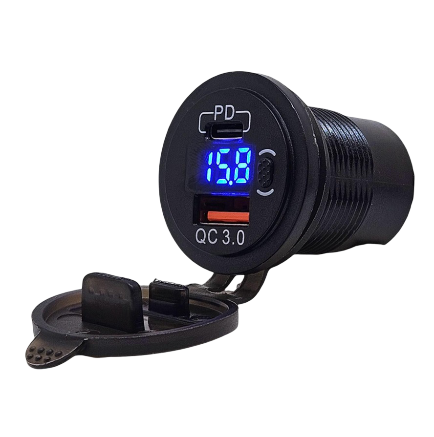 IC-266D-6 Pano Tip Voltmetreli 2li Usb 3.0 + Type-C Butonlu
