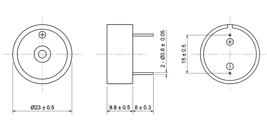 IC-220 Buzzer 12 ~ 24Volt DC 23mm Devreli