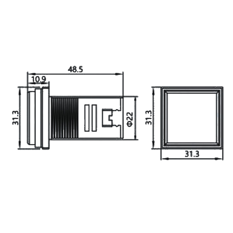 AD22-22VAS 22mm Dijital Volt-Ampermetre Kare
