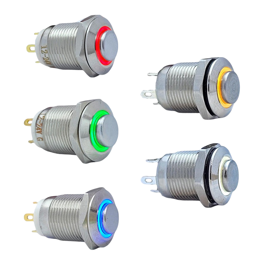 12MM YAYLI LEDLİ METAL BUTON - 1NO - IP67