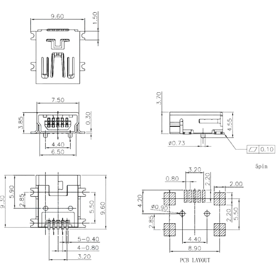 IC-266 USB Şase 5 Pin Mini