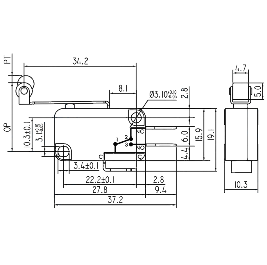 IC-171 Micro Switch Uzun Makaralı 3A