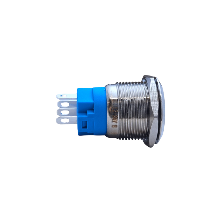 E3 19MM METAL BUTON KALICILI 12-24V YEŞİL LED 1NO/1NC
