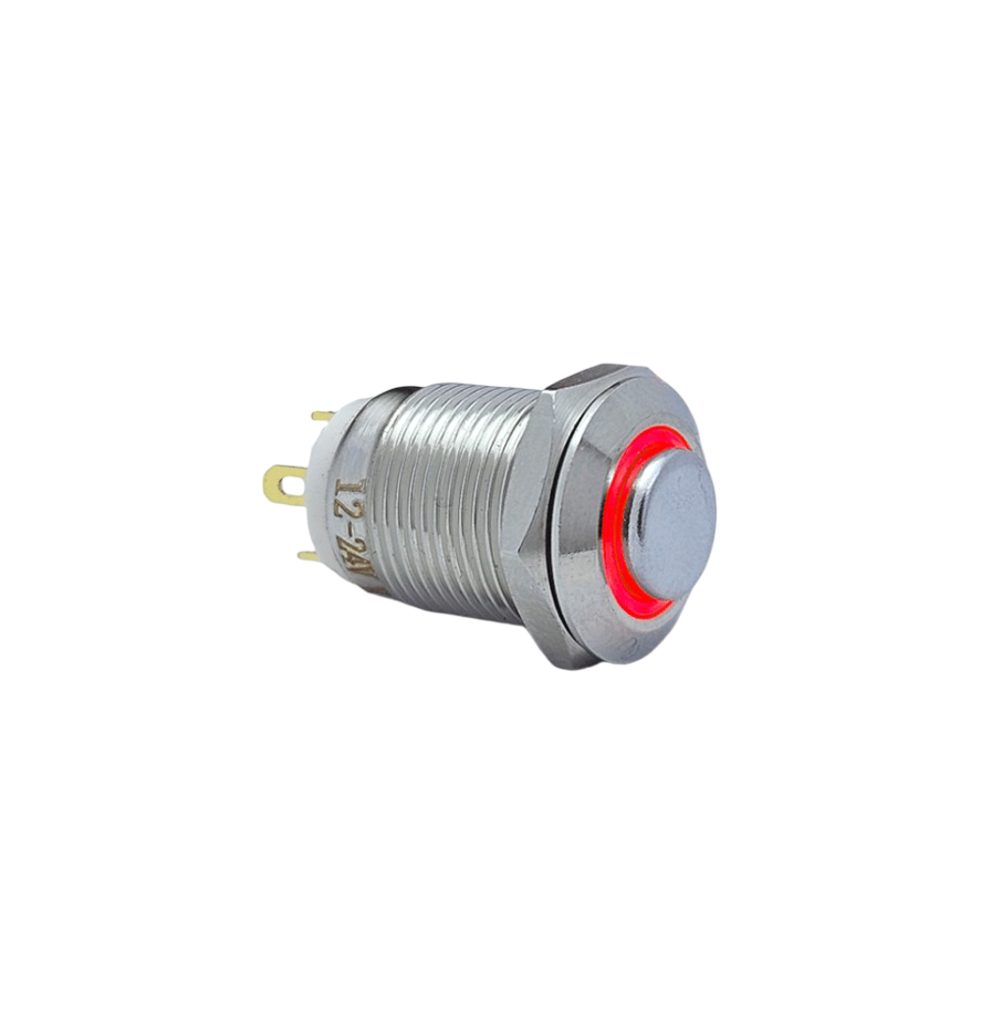 12MM YAYLI LEDLİ METAL BUTON - 1NO - IP67