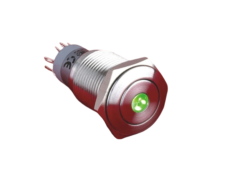 16mm Metal NOKTA LED'li Kalıcı Buton IP67 Düz LAS2-GQF-11ZD