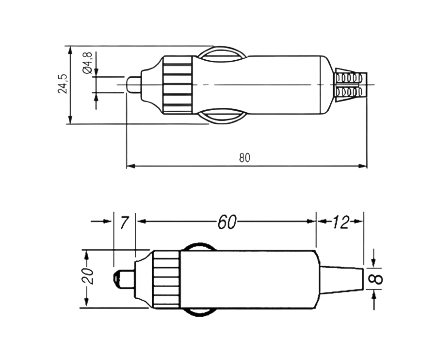 IC-246B-3 Çakmak Fişi Ledsiz Sigortasız