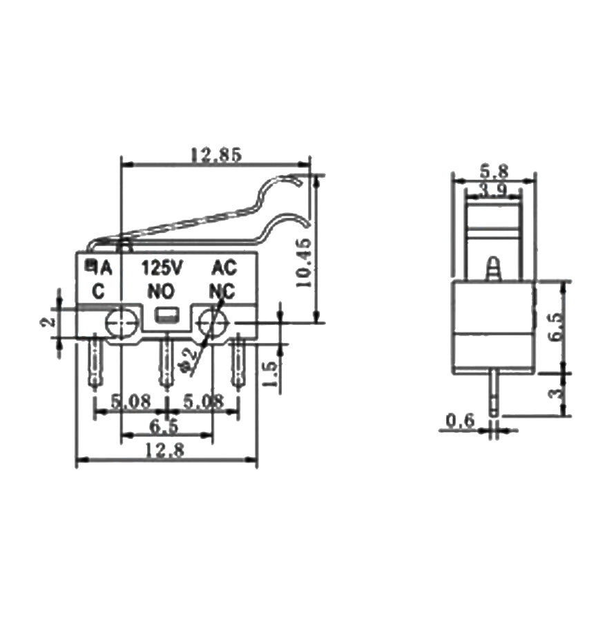 IC-162B Micro Switch Mini Kıvrık Paletli KW10-Z3P
