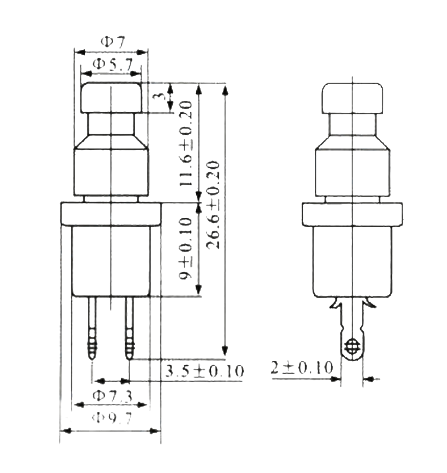 IC-178 Buton Ø7mm Normalde Kapalı (Ters Kontak)
