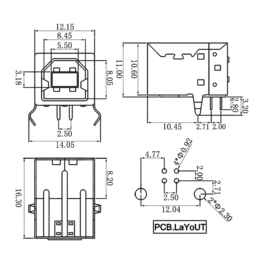 IC-262 USB Şase B Tip 90° Dişi